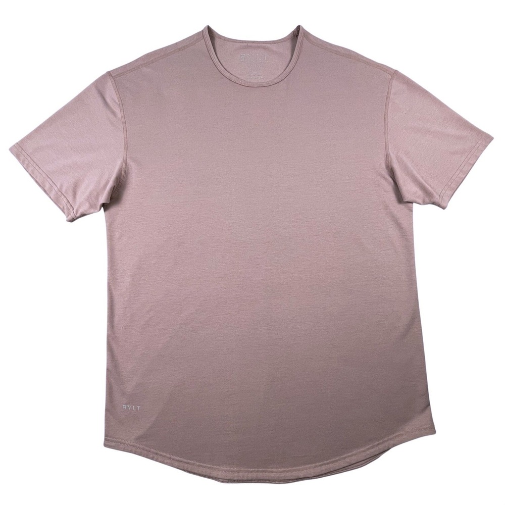 BYLT T-Shirt Mens XL Mauve Signature Drop Cut Short Sleeve Curved Hem Mauve
